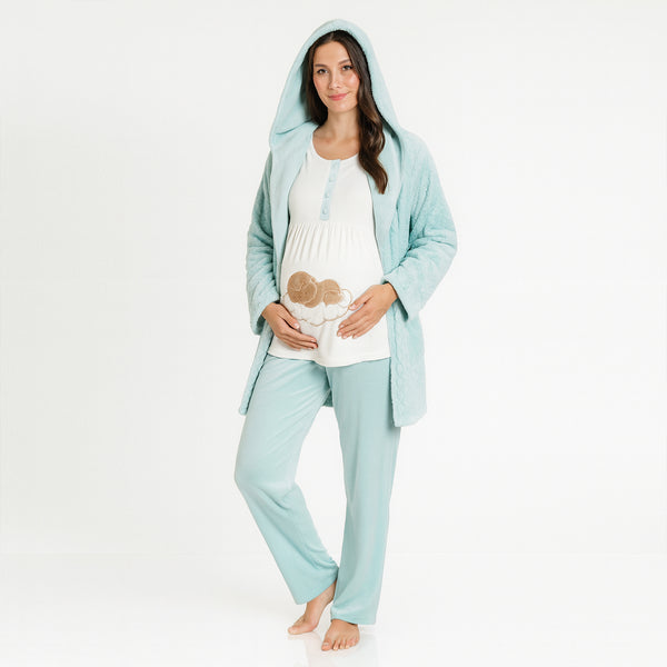 بيجامة بولار دافئة للحوامل 3 قطع