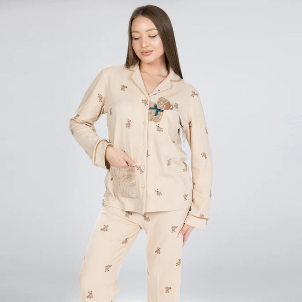 بيجامة قطيفة مضلعة ناعمة