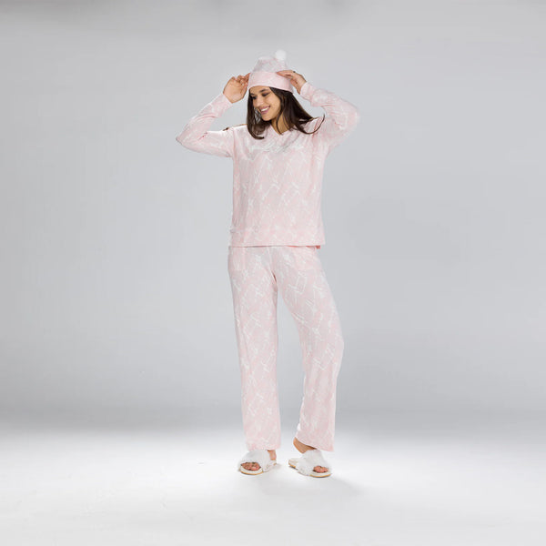 بيجامة صوف دافئة أنيقه + ايس كاب