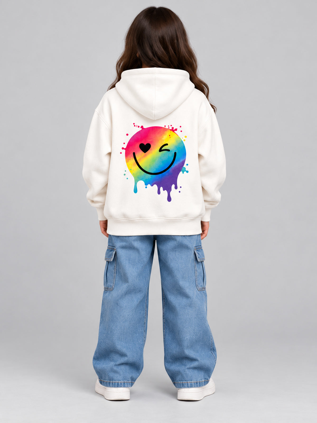 هودي بناتي سمايل 706070 - Off-White - خلفي