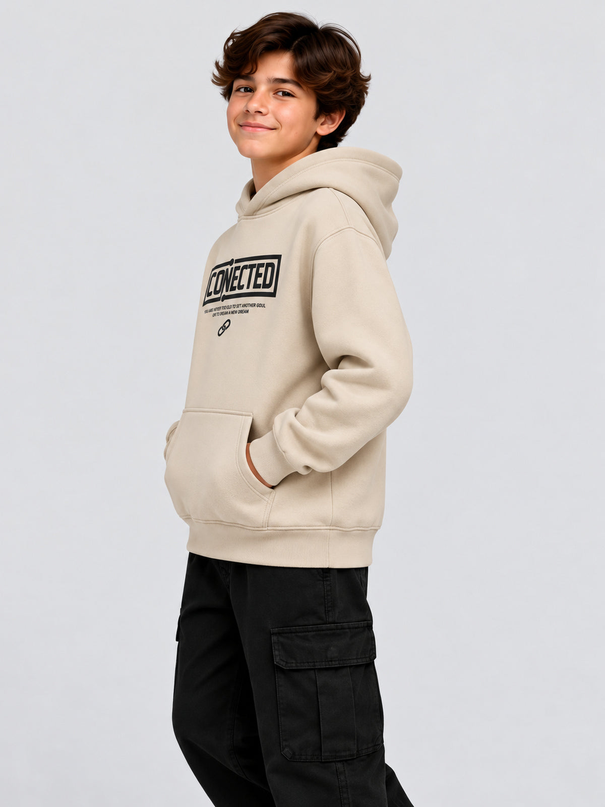 هودي أولادي 706074 - Beige - جانبي