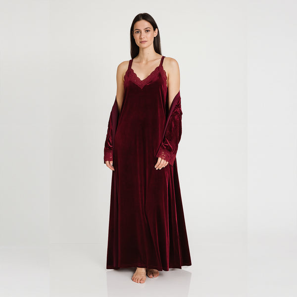 طقم روب قطيفة طويل سادة